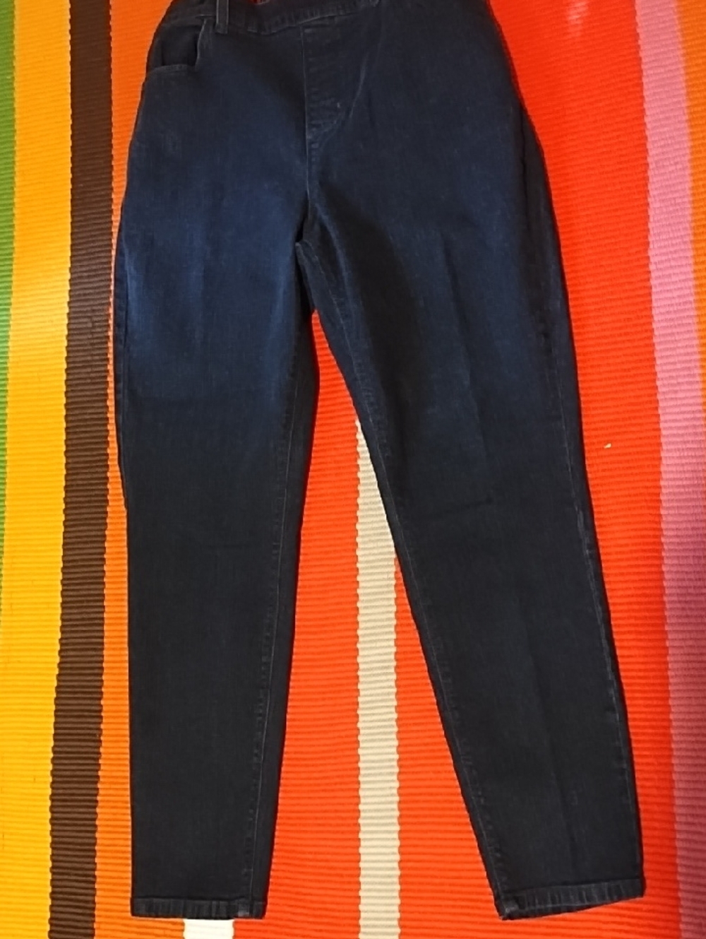 Denim&Co Navy Straight Leg Pants Medium Petite VGC.